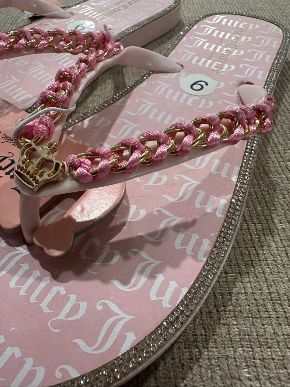 Juicy Couture Pink Rhinestone Sandals Womens Size 9 New - Picture 2 of 7